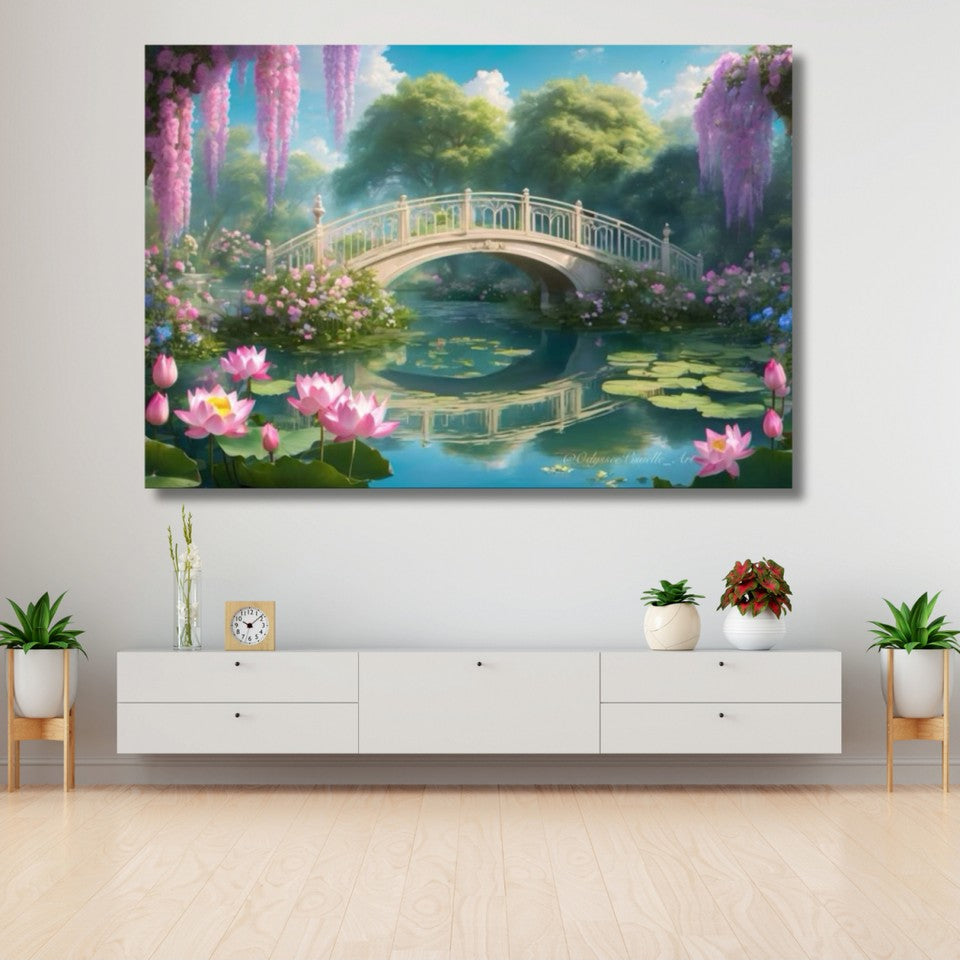 Bridge by the Lake Landscape Canvas Painting Digital Print Painting Living Room Painting Home Decor