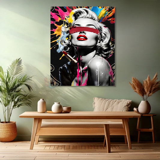 Lipstick Canvas Painting, Marilyn Monroe Canvas Painting, Digital Print, Office/Home Painting