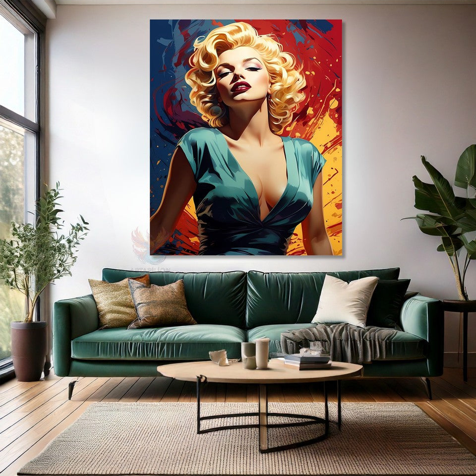 Genç Marilyn Monroe Kanvas Tablo Dijital Baskı Ofis Ev Tablosu