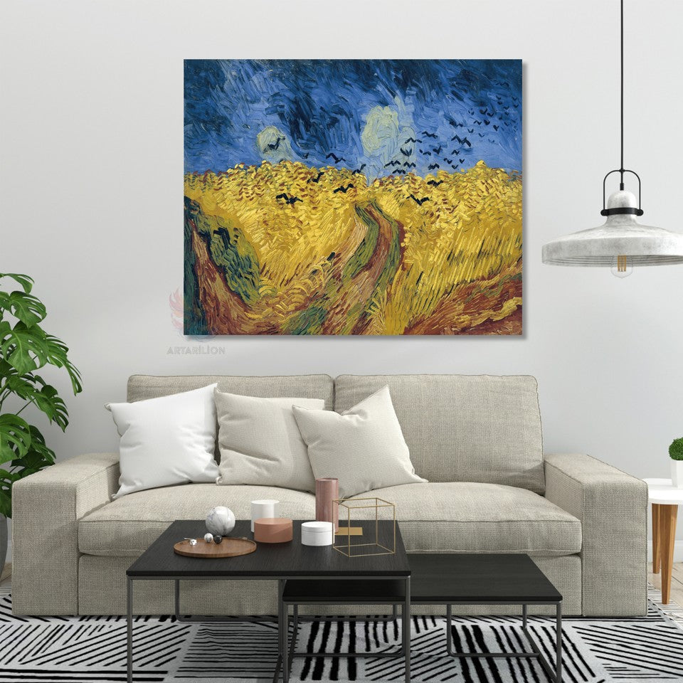 Kanvas Tablo Van Gogh Tablosu Buğday Tarlasındaki Kargalar Ev Ofis Dekoru Klasik Duvar Tablosu