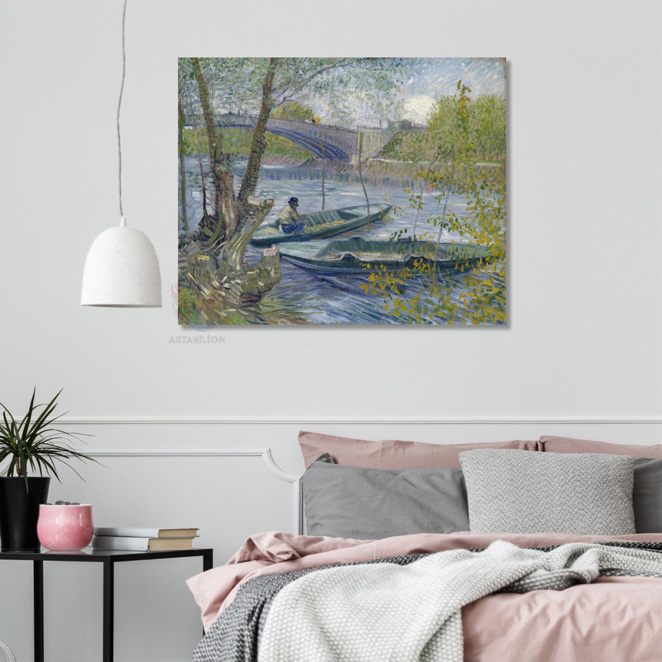 Kanvas Tablo Van Gogh Tablosu Ev Ofis Dekoru Balıkçı Temalı Klasik Duvar Tablosu