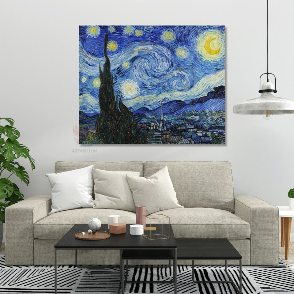 Kanvas Tablo Van Gogh Tablosu Ev Ofis Dekoru Yıldızlı Gece 2 Klasik Duvar Tablosu