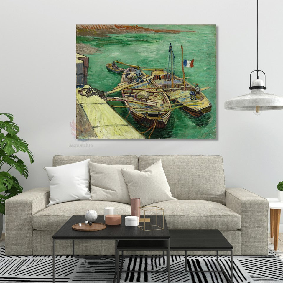 Kanvas Tablo Van Gogh Tablosu Ev Ofis Dekoru Kayık Görseli Klasik Duvar Tablosu