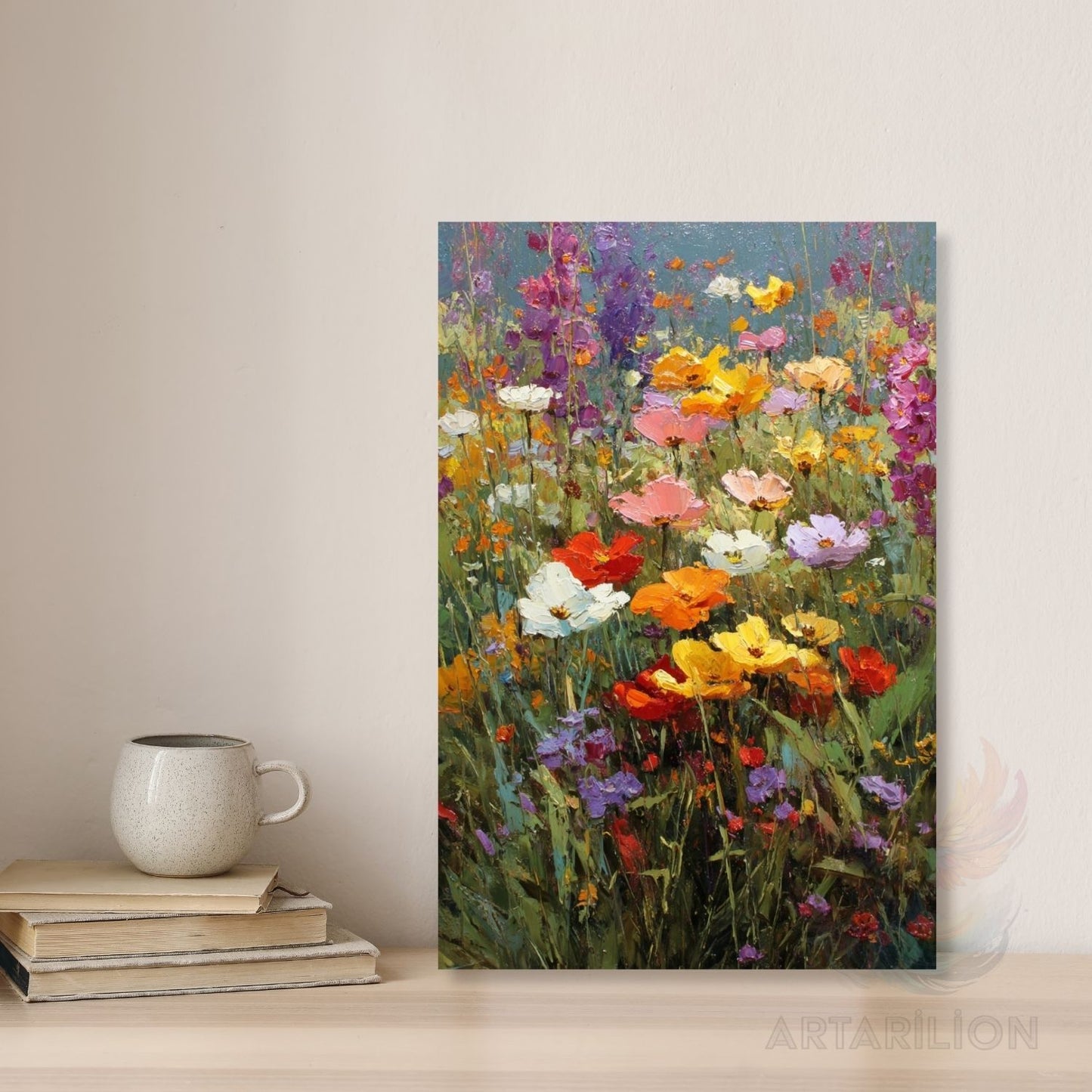 Rengarenk Çiçek Tarlası Kanvas Tablo Duvar Tablosu Modern Ev Dekoru Kanvas Salon Tablosu