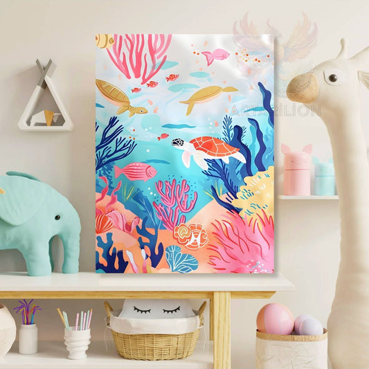 Canvas Colorful Underwater Patterned Painting Printed Painting Children's Room Painting Children's Room Painting