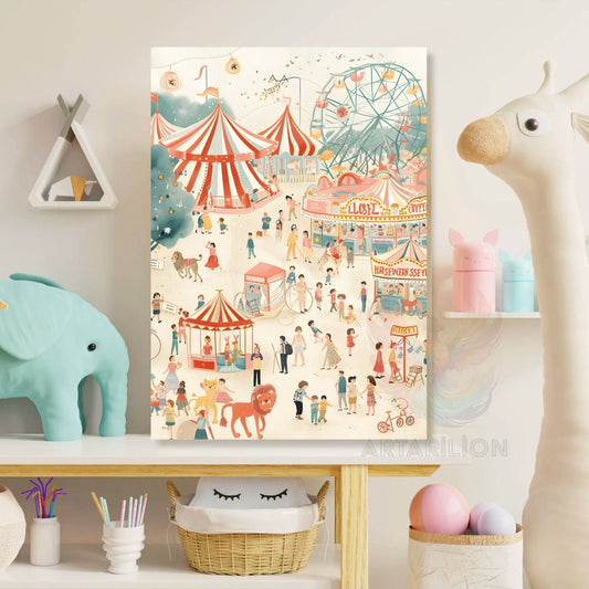 Canvas Amusement Park Patterned Printed Painting New Home Gift Wall Decor Children's Room Painting