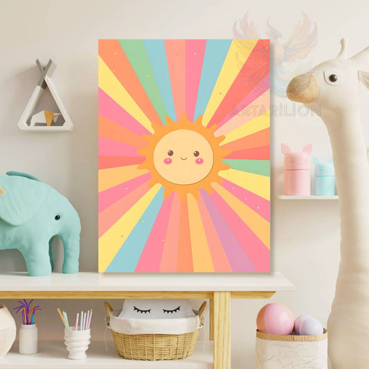Canvas Colorful Sun Rays Printed Painting Children's Room Painting Wall Decor Children's Room Painting