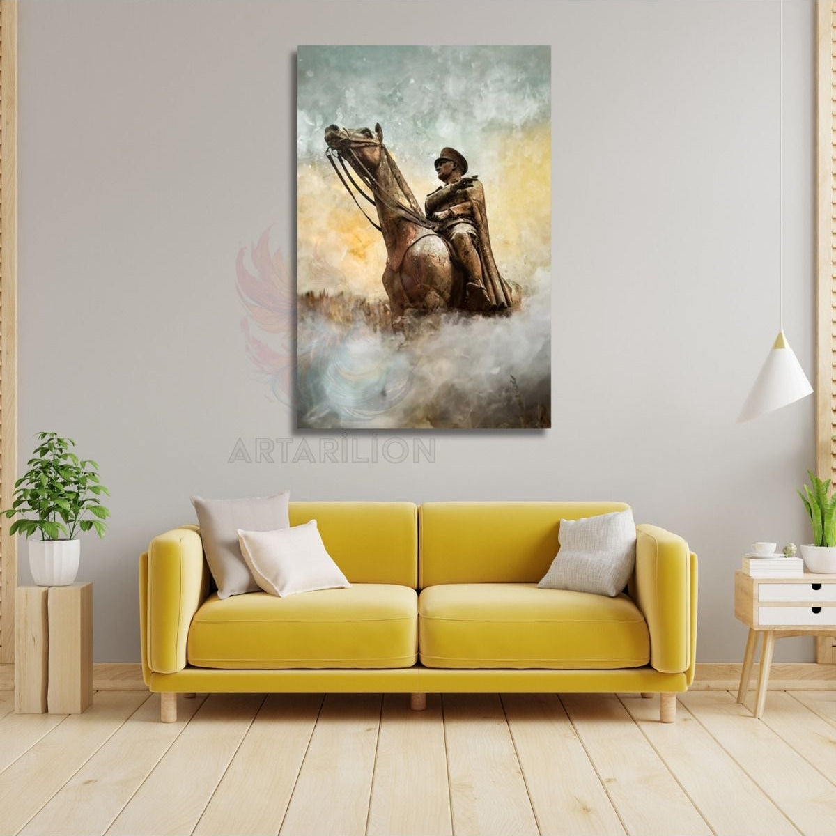 Atatürk Statue on Horseback Visual Canvas Print High Quality Canvas Print