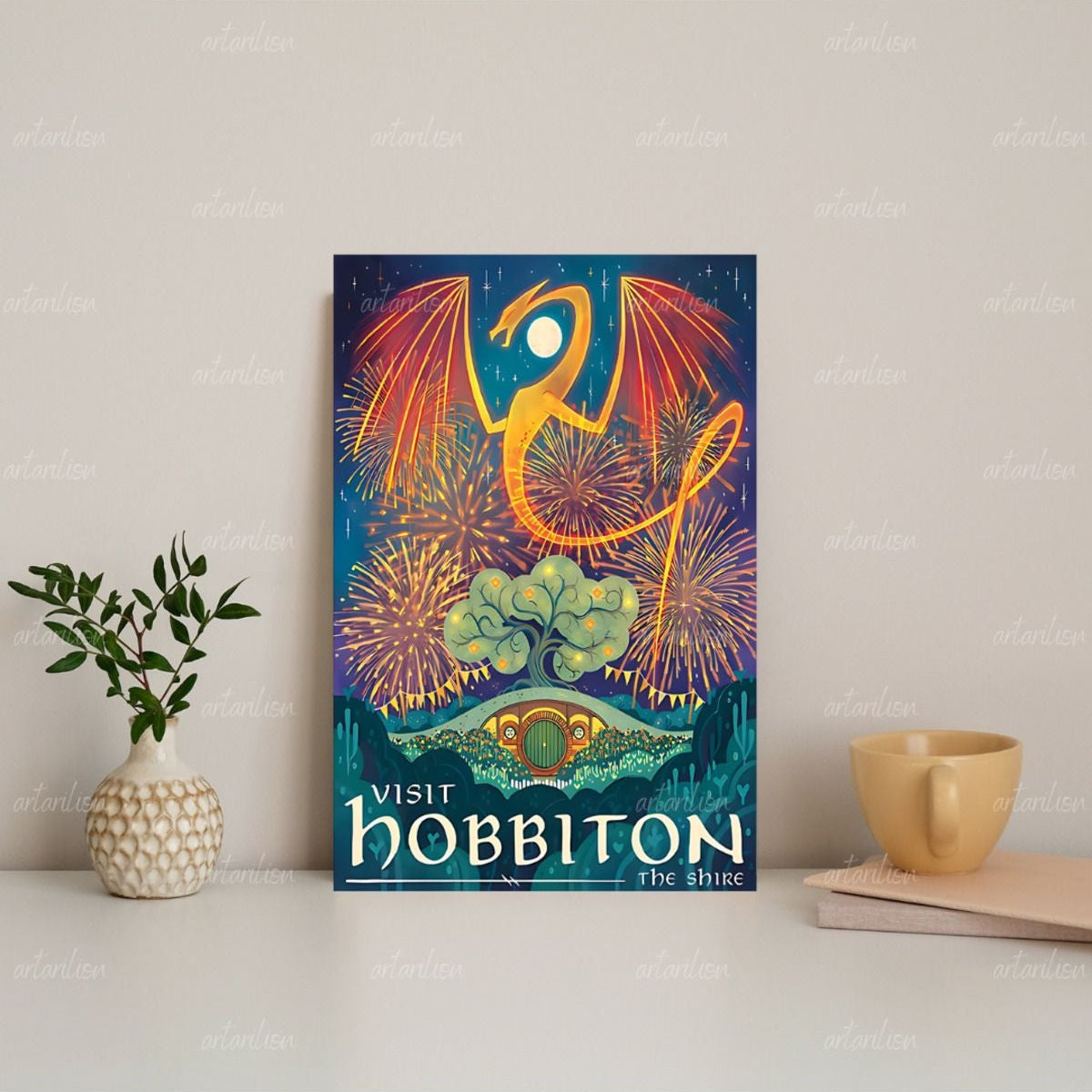 Yüzüklerin Efendisi Kanvas Tablo Hobbiton Duvar Dekorasyonu LOTR Oyun Odası Salon Dizi Film Tablosu