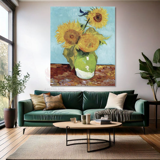 Van Gogh Kanvas Tablo Dijital Baskı Ayçiçeği Kanvas Duvar Tablosu Empresyonizm Tablo