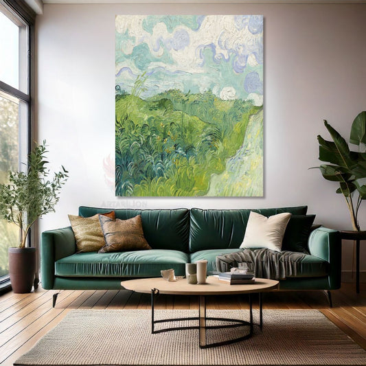 Van Gogh Kanvas Tablo Kanvas Duvar Tablosu Empresyonizm Tablo Green Wheat Fields Auvers