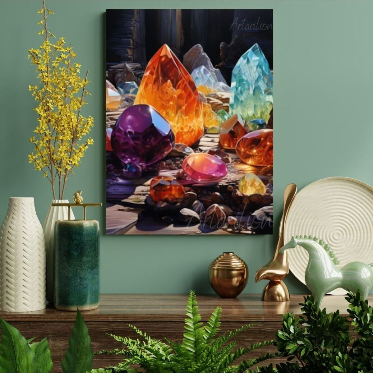 Canvas Digital HD Print Canvas Painting Multicolored Natural Stones Wall Painting