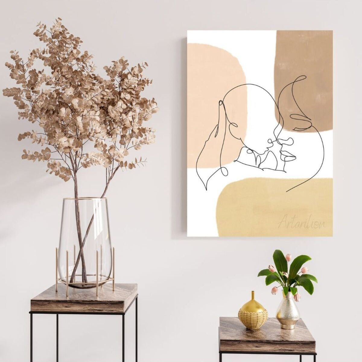 Canvas Digital HD Print Canvas Painting Mother and Baby Line Art Wall Painting