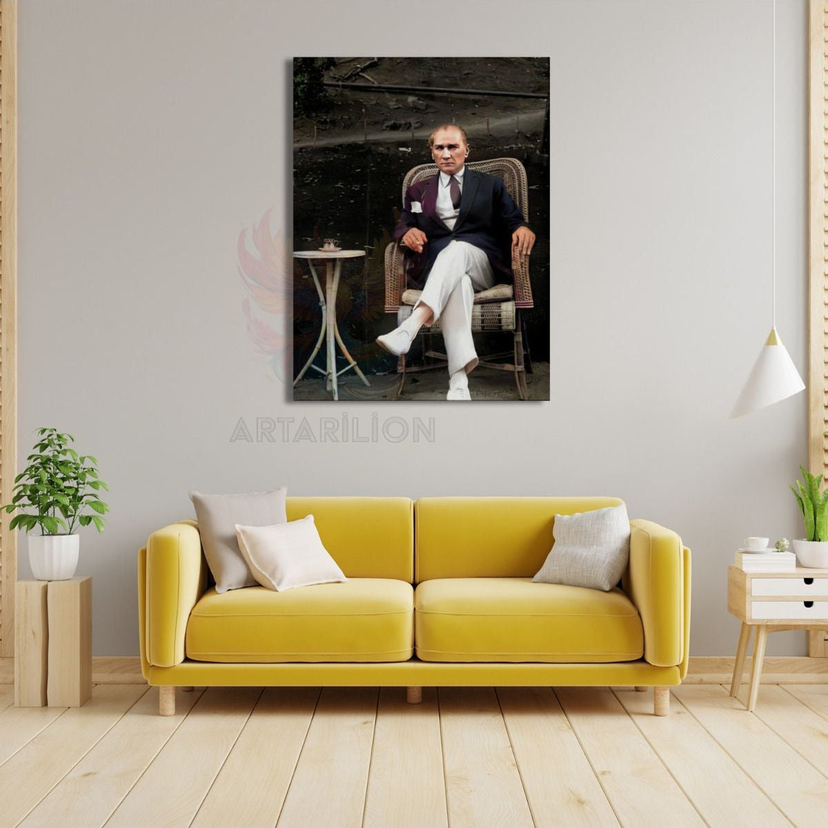 Atatürk Portresi Tablo Kanvas Tablo Dijital Baskı Ofis Salon Tablosu Renkli Atatürk Tablosu