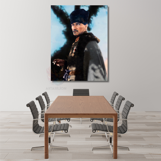 Renkli Atatürk Portresi Kanvas Tablo Ev Ofis Duvar Dekoru Kanvas Atatürk Tablo Modeli