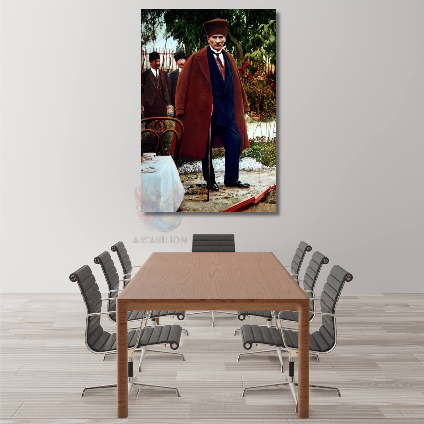 Ulu Önder Atatürk Kanvas Tablo Dikey Duvar Tablosu Renkli Atatürk Görseli Ev Ofis Dekoru