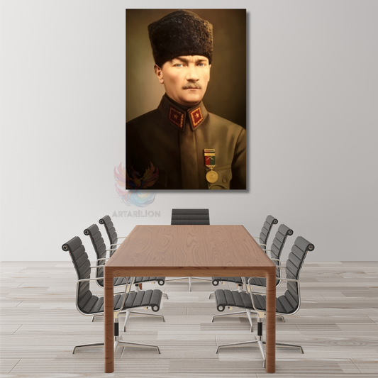 Kanvas Atatürk Portresi Ofis Tablosu Yeni Ev Hediyesi Kanvas Duvar Dekoru