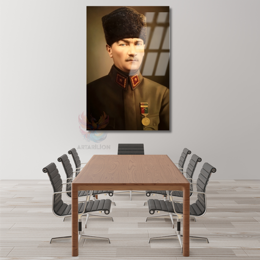 Glass Atatürk Portrait Office Table New Home Gift Glass Wall Decor