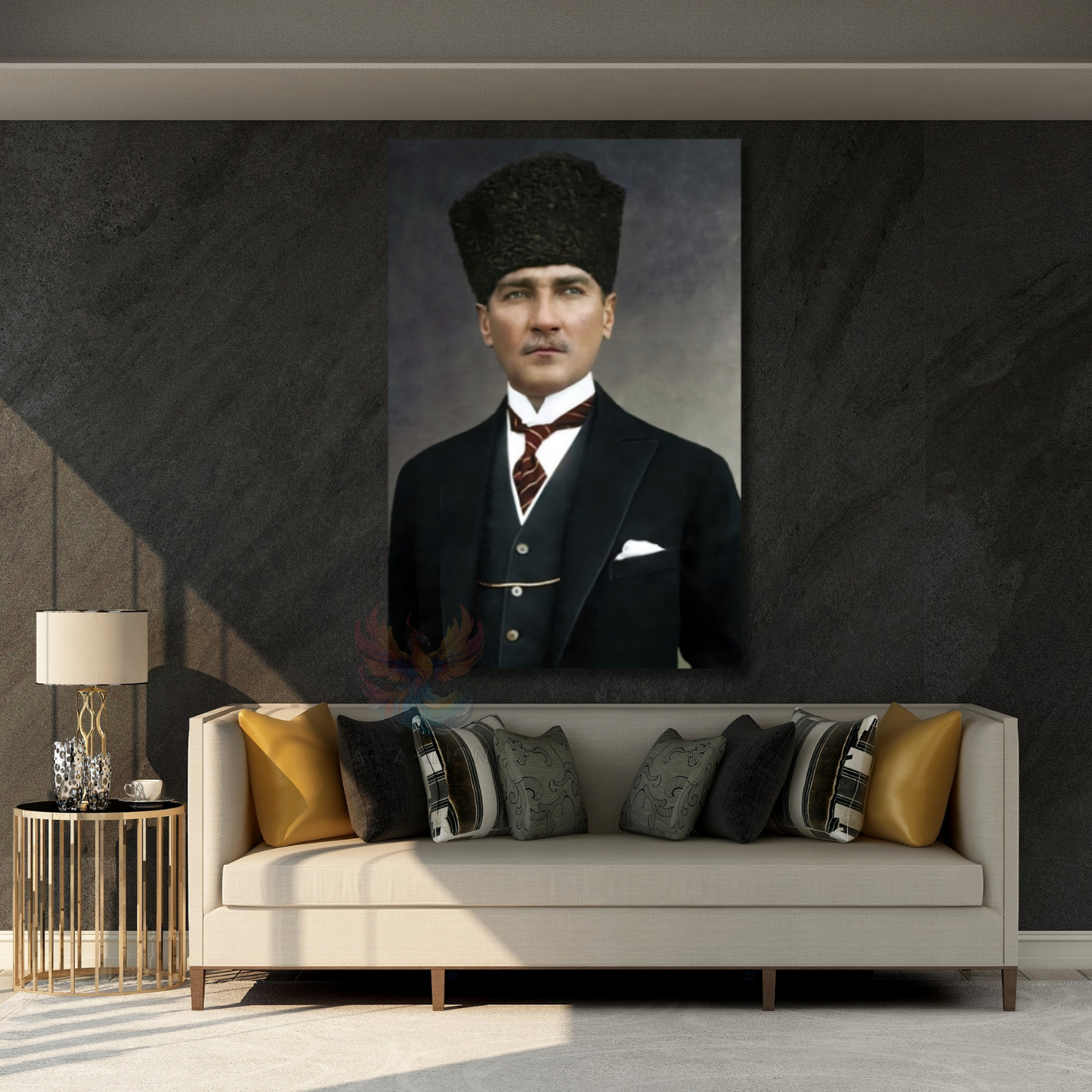 Mustafa Kemal Atatürk Kanvas Tablo Atatürk Portre Dikey Duvar Tablosu Ev Ofis Tablosu