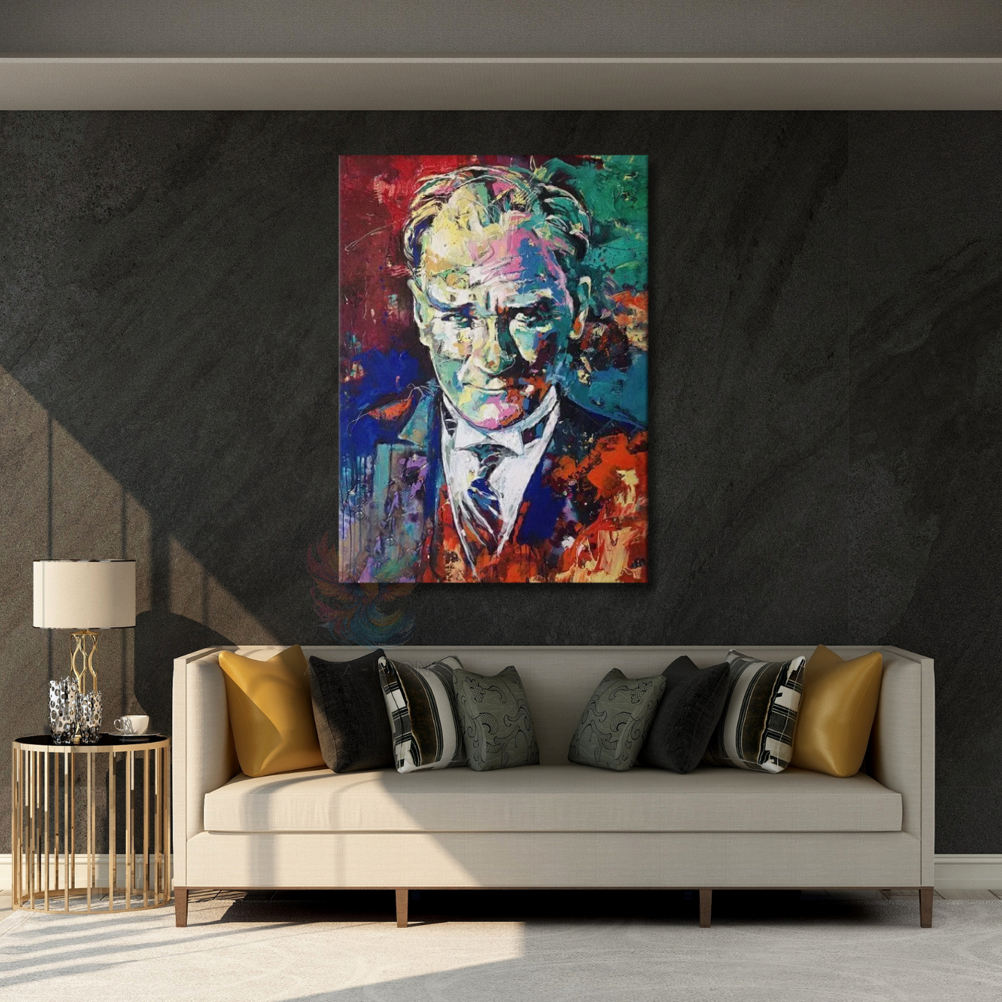 Çok Renkli Atatürk Tablosu Kanvas Duvar Dekoru Ev Ofis Tablo Modeli