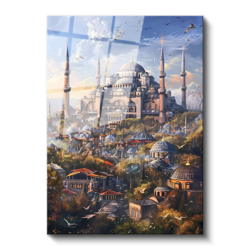 Glass Vertical Wall Art, Glass Hagia Sophia, Home, Office, Living Room, Modern Wall Art