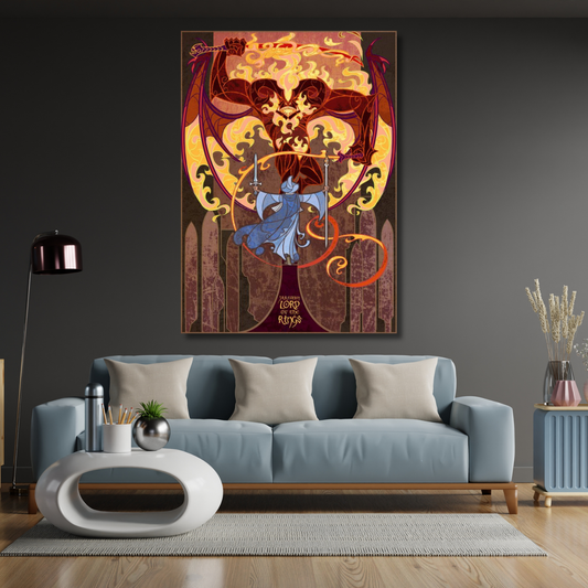 Kanvas Tablo Balrog Yüzüklerin Efendisi Temalı Dijital Baskı Kanvas Tablo Oyuncu Odası Dizi Film Tablosu