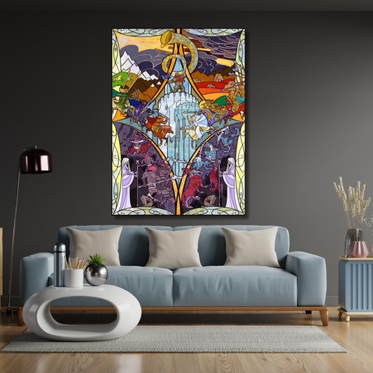 Kanvas Tablo Mozaik Görünümlü Yüzüklerin Efendisi Temalı Dijital Baskı Kanvas Tablo Oyuncu Odası Dizi Film Tablosu