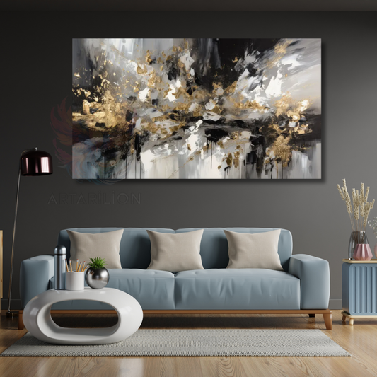 Fırça Darbeleri Görünümlü Modern Kanvas Tablo Salon Duvar Tablosu