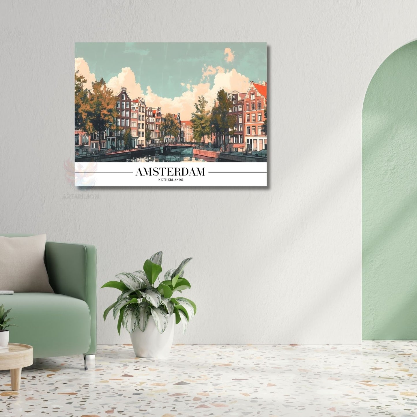 Yatay Kanvas Tablo Salon Tablosu Amsterdam Hollanda Kanvas Duvar Tablosu Ev Ofis Tablosu