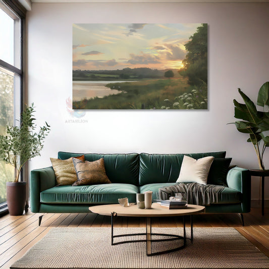 Kanvas Dikey Duvar Tablosu Kanvas Vintage Gol Manzarasi Ev Ofis Salon Modern Duvar Tablosu