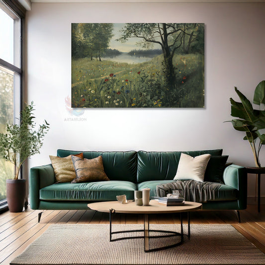 Kanvas Dikey Duvar Tablosu Kanvas Yesil Doga Manzarasi3 Ev Ofis Salon Modern Duvar Tablosu