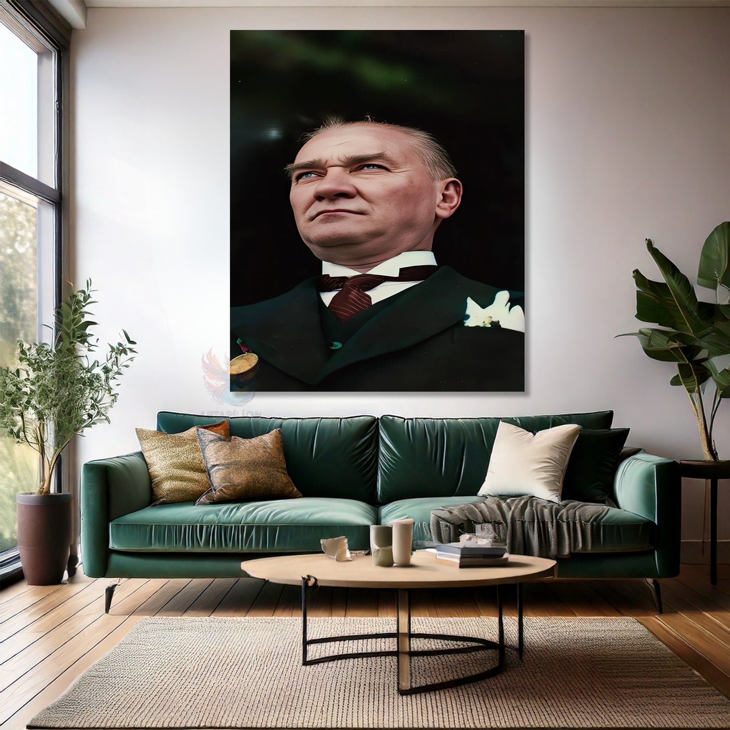 Kanvas Dikey Duvar Tablosu Kanvas Atatürk Portre Renkli Ev Ofis Salon Modern Duvar Tablosu