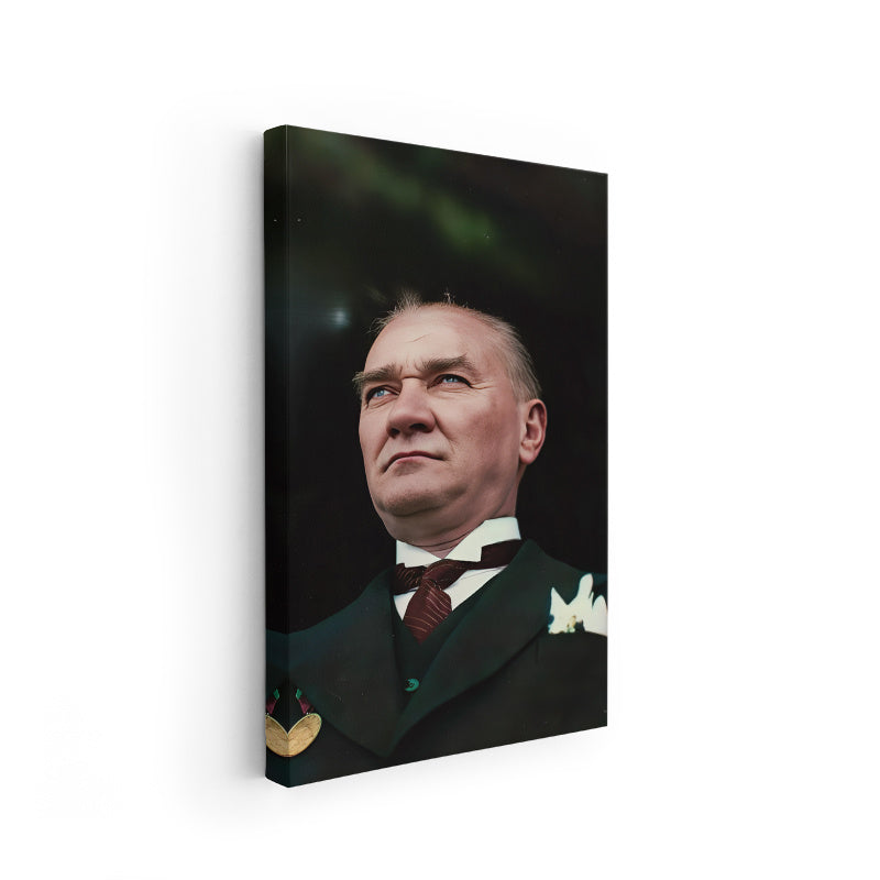 Kanvas Dikey Duvar Tablosu Kanvas Atatürk Portre Renkli Ev Ofis Salon Modern Duvar Tablosu