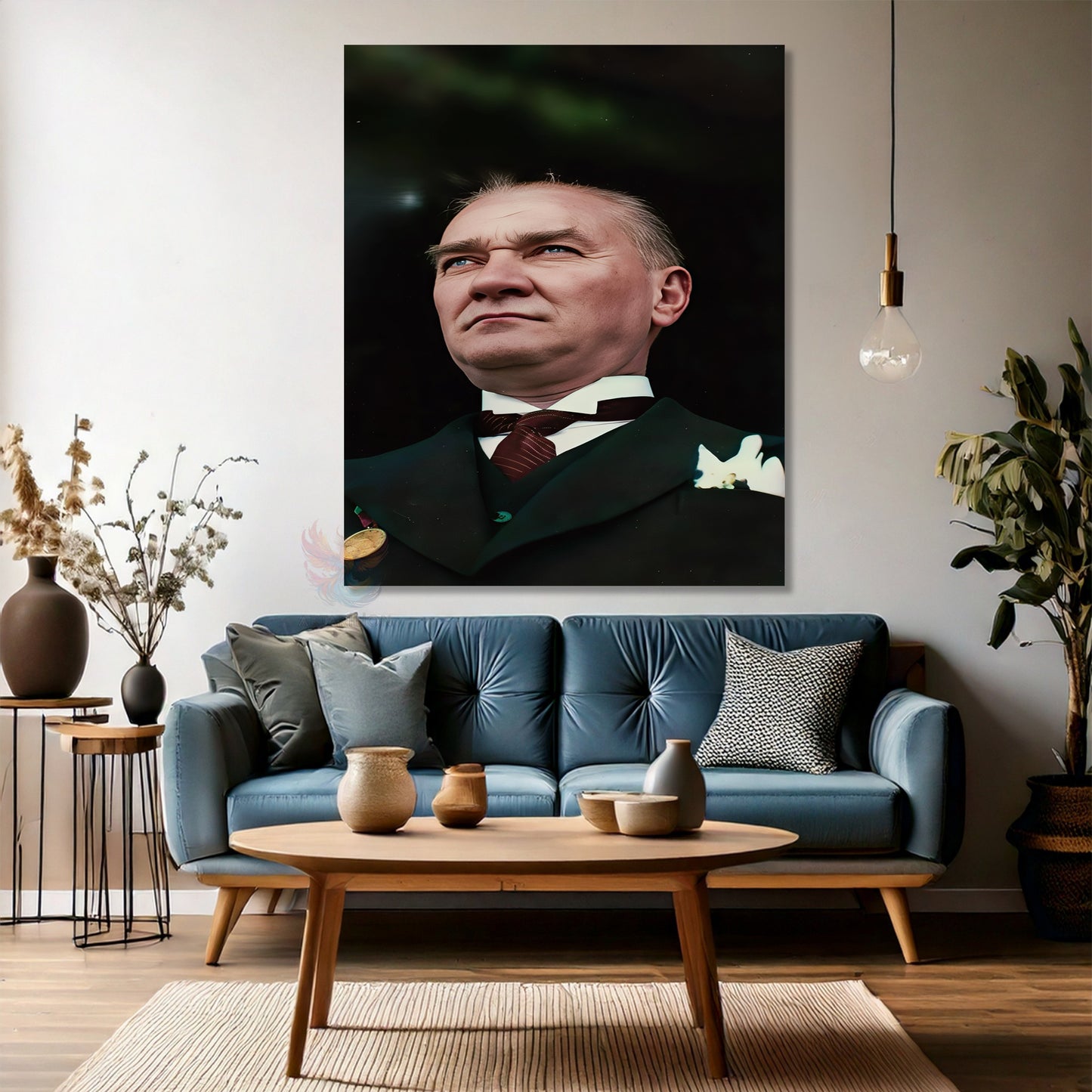 Kanvas Dikey Duvar Tablosu Kanvas Atatürk Portre Renkli Ev Ofis Salon Modern Duvar Tablosu