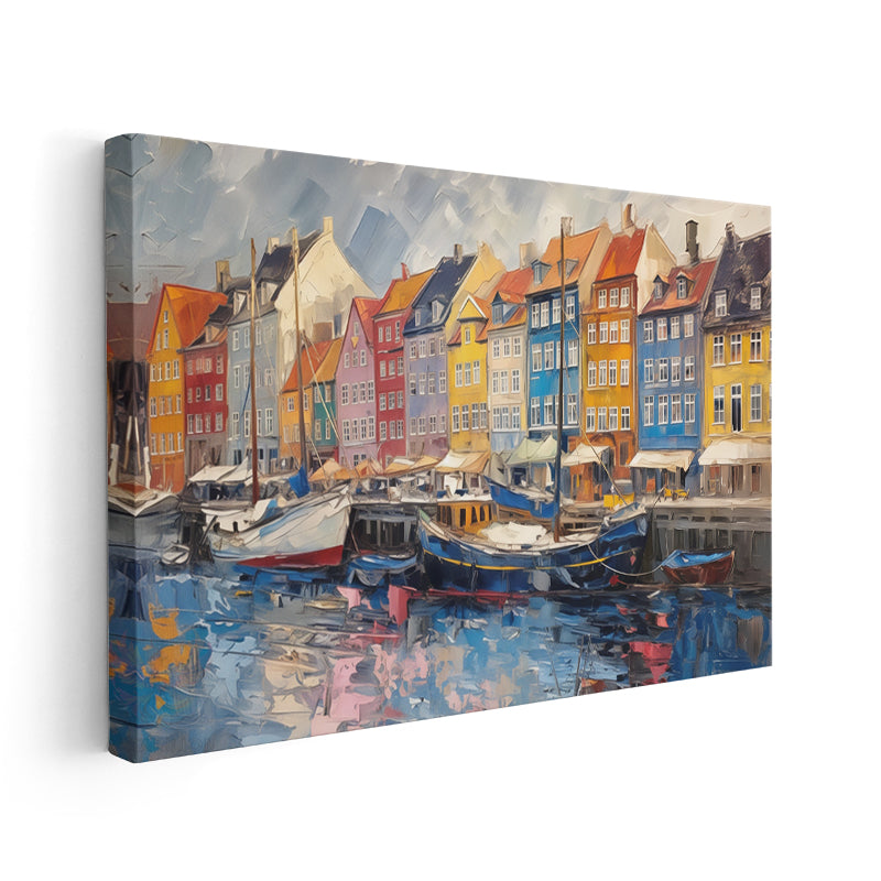 Canvas Vertical Wall Painting, Canvas European Cityscape, Home Office Living Room Modern Wall Art