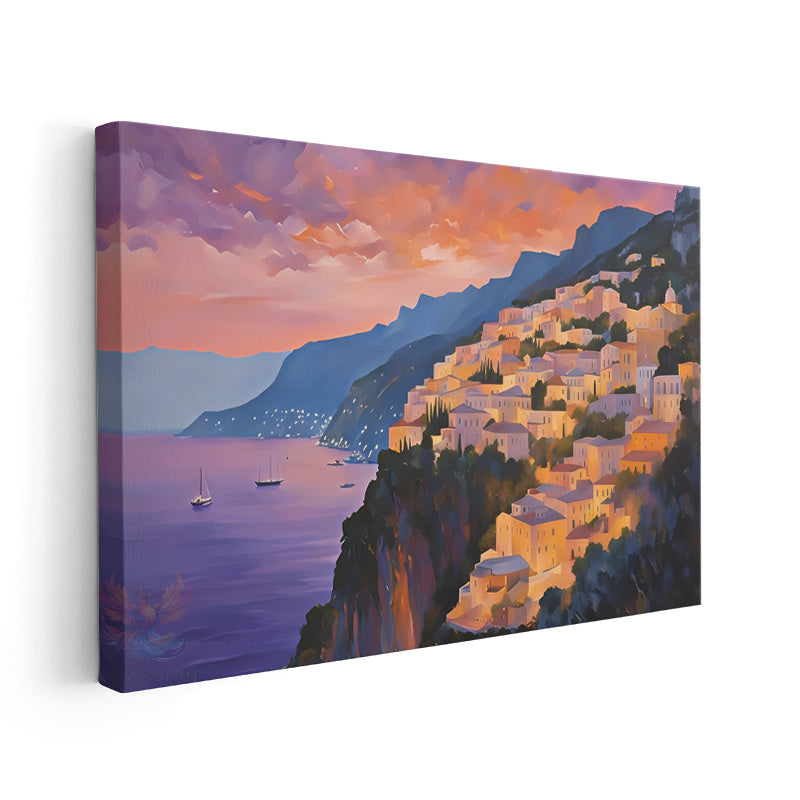 Canvas Vertical Wall Art, European Cityscape, Modern Wall Art for Home, Office, Living Room.