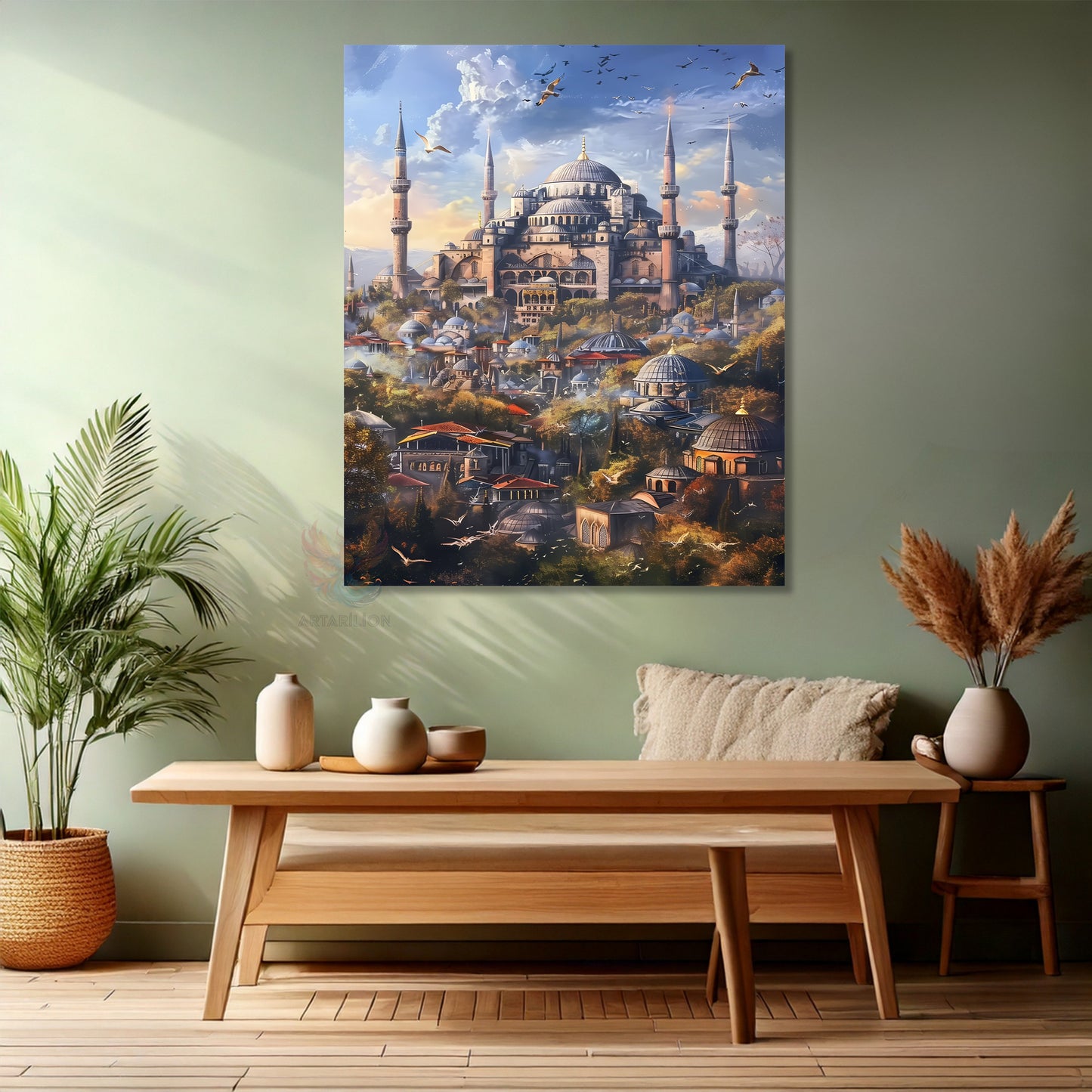 Kanvas Dikey Duvar Tablosu Kanvas Ayasofya Ev Ofis Salon Modern Duvar Tablosu