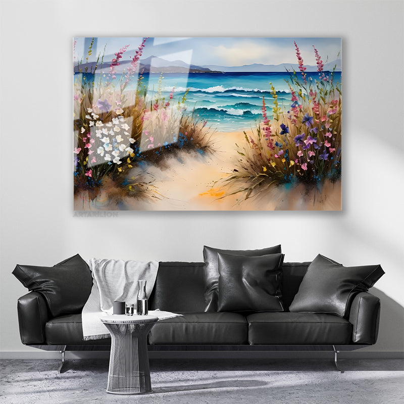 Glass Horizontal Wall Art, Glass Nature's Colors 7, Home, Office, Living Room Modern Wall Art