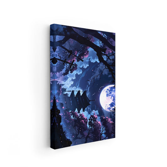 Canvas Vertical Wall Painting Canvas Full Moon Japan Home Office Living Room Modern Wall Art