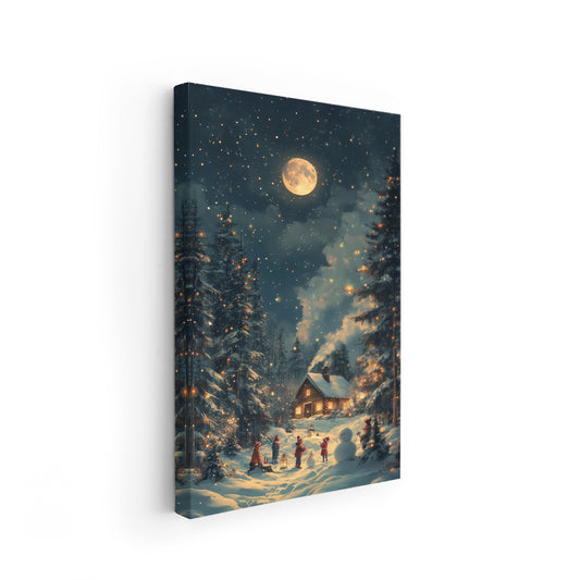 Canvas Vertical Wall Art Canvas Full Moon New Year Home Office Living Room Modern Wall Art