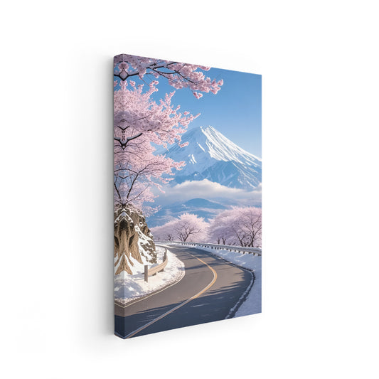 Canvas Vertical Wall Art, Road to Fuji, Canvas Modern Wall Art for Home, Office, Living Room.