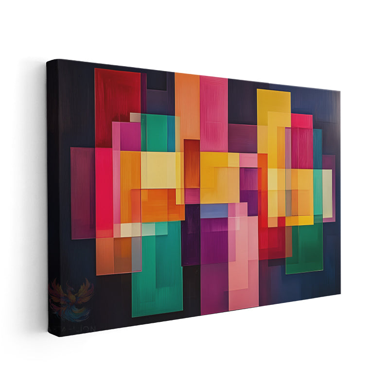 Canvas Vertical Wall Art, Geometric Shapes 5, Modern Wall Art for Home, Office, Living Room.