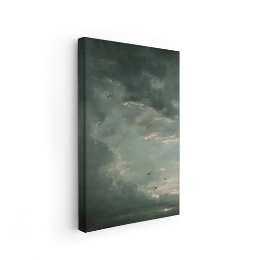 Canvas Vertical Wall Art, Gloomy Sky Canvas, Modern Wall Art for Home, Office, Living Room.
