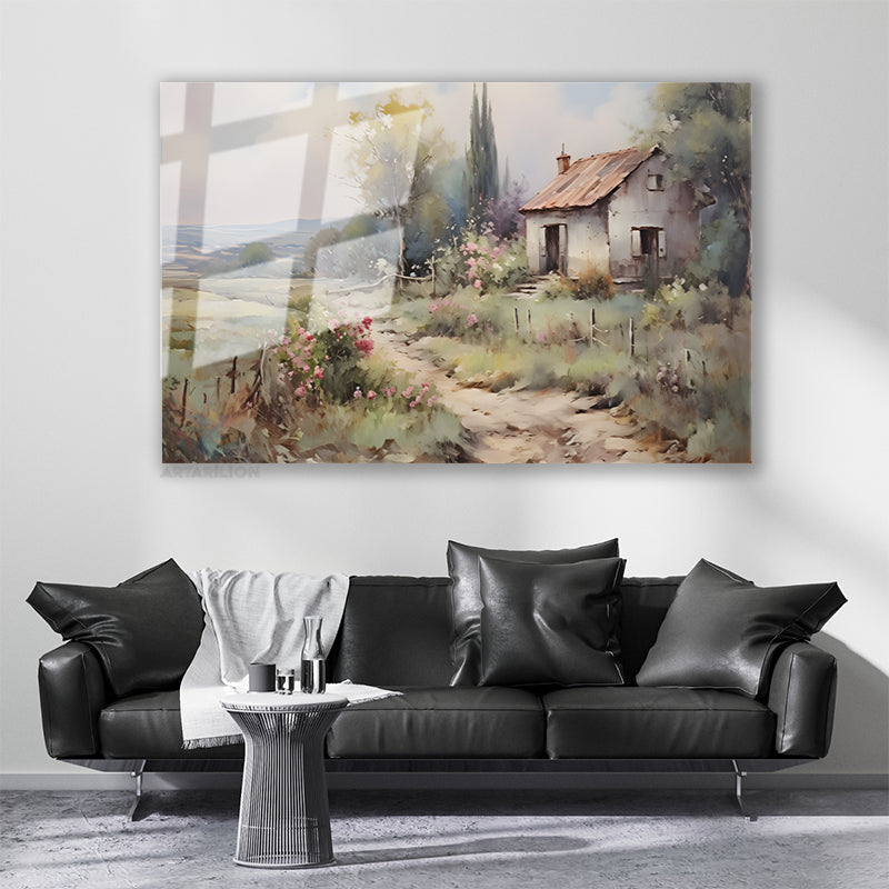 Glass Horizontal Wall Art Glass Cove House 2 Home Office Living Room Modern Wall Art