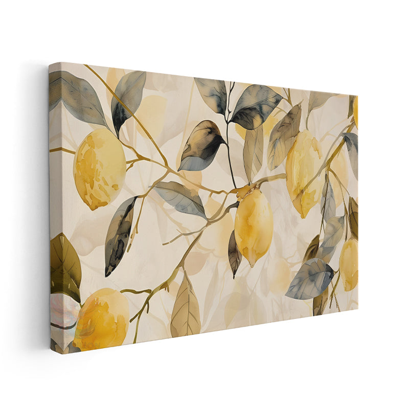 Canvas Vertical Wall Art, Lemon Tree Branches, Modern Wall Art for Home, Office, Living Room.