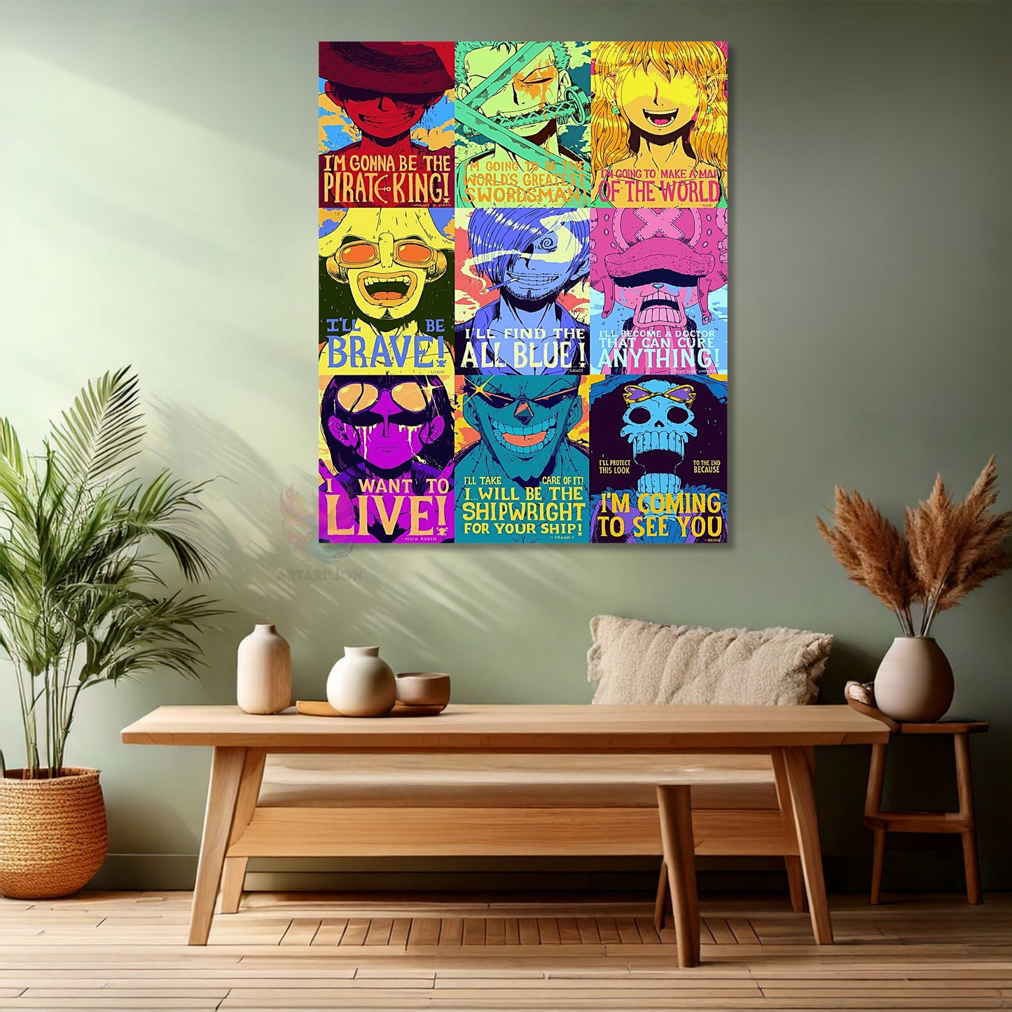 Kanvas Dikey Duvar Tablosu Kanvas One Piece Tayfa Ev Ofis Salon Modern Duvar Tablosu