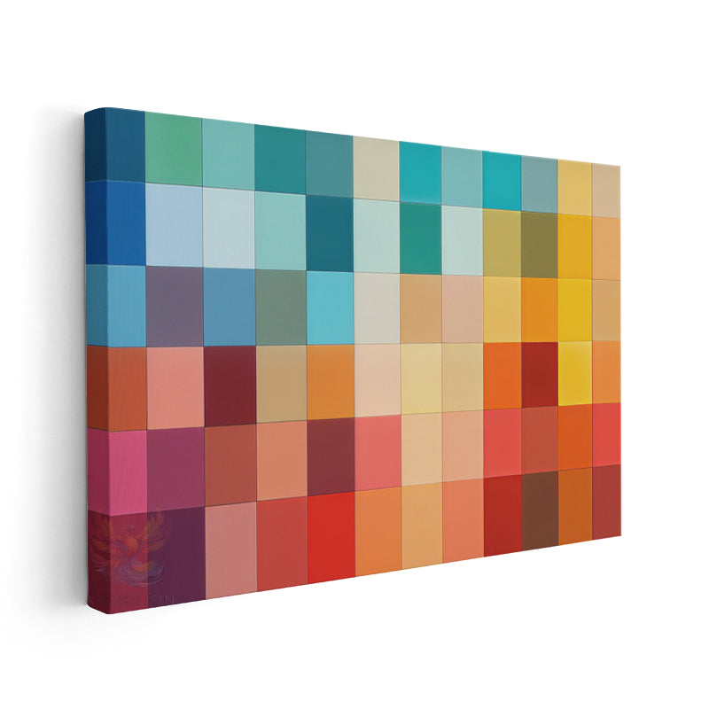 Canvas Vertical Wall Art Canvas Color Squares Home Office Living Room Modern Wall Art