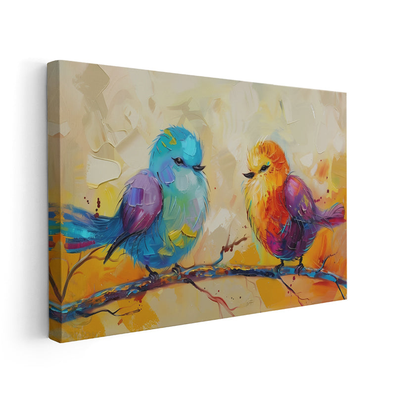 Canvas Vertical Wall Art, Colorful Birds, Modern Wall Art for Home, Office, Living Room.