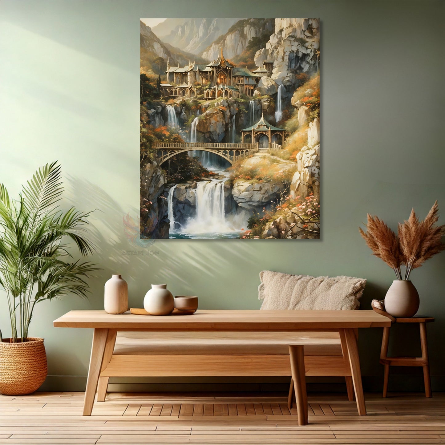 Kanvas Dikey Duvar Tablosu Kanvas Rivendell LOTR Tablo Ev Ofis Salon Modern Duvar Tablosu