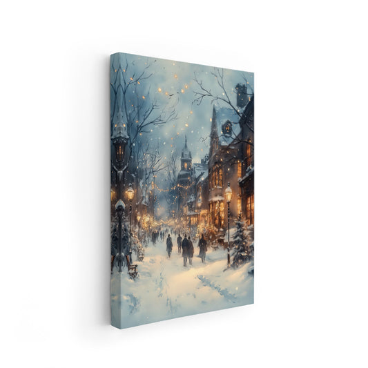 Canvas Vertical Wall Art, Canvas New Year Cityscape, Home Office Living Room Modern Wall Art